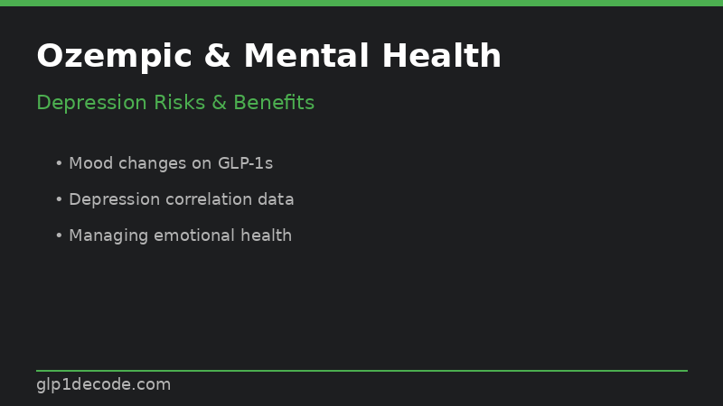 Ozempic and mental health guide - brain illustration with GLP-1 molecule