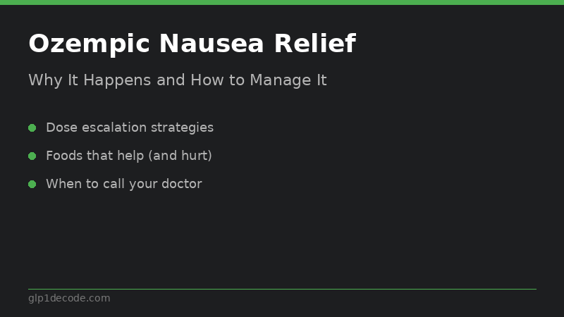 Illustration of stomach discomfort with text about Ozempic nausea relief
