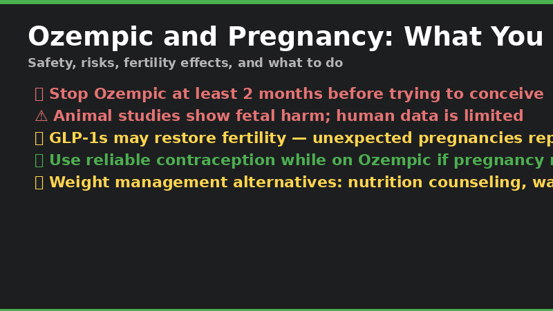 Ozempic pregnancy safety guide - pregnancy test next to Ozempic pen with medical warning