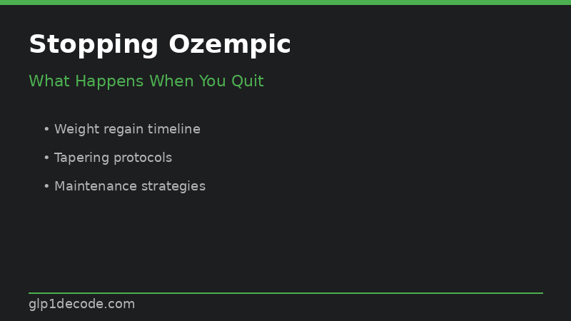 Stopping Ozempic guide - medication pen with question mark and scale